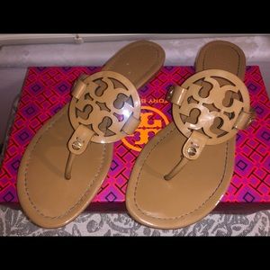 Tory Burch Tan Patent leather Miller Sandals